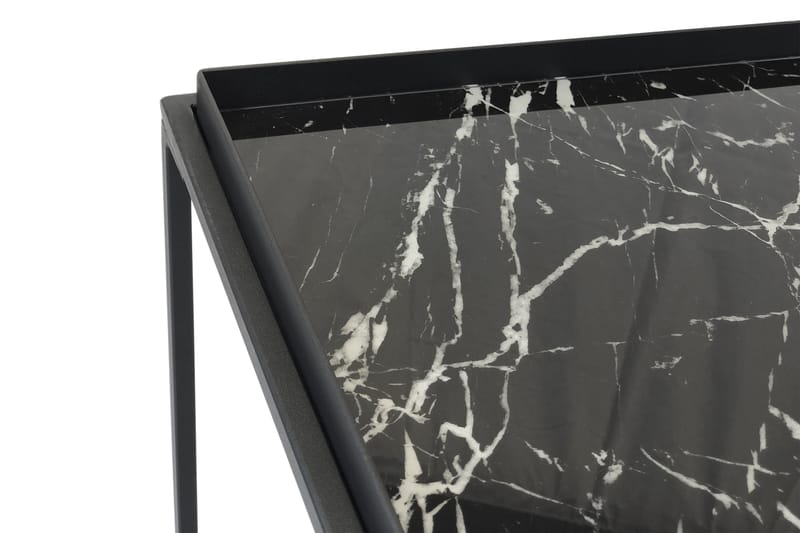 Burwick Soffbord 122 cm Marmormönster - Glas/Svart - Soffbord