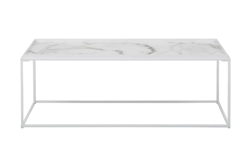 Burwick Soffbord 122 cm Marmormönster - Glas/Vit/Svart - Soffbord