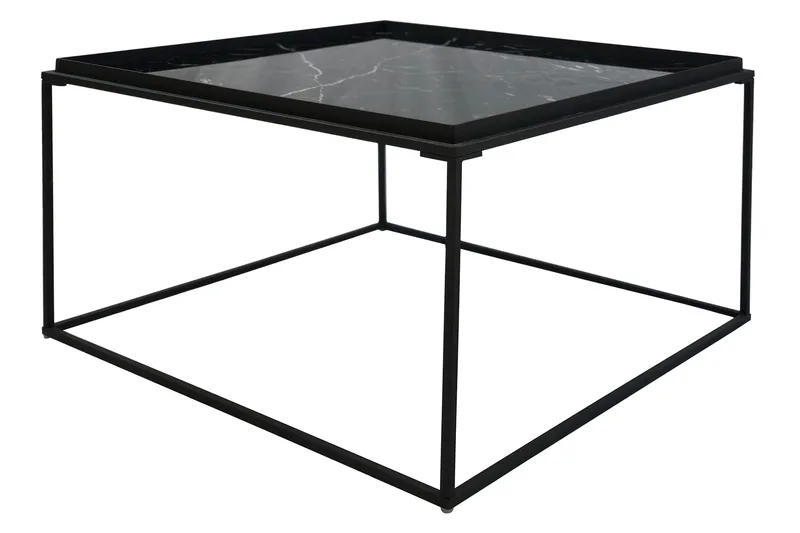 Burwick Soffbord 80 cm Marmormönster Kvadratisk - Svart - Möbler - Bord & matgrupper - Soffbord