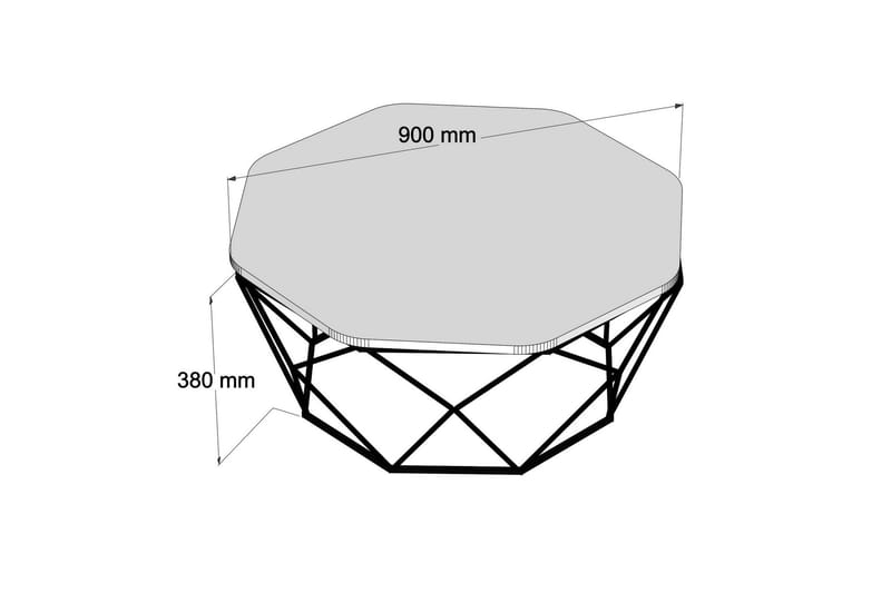 Callear Soffbord 90 cm Kantigt - Grå/Svart - Soffbord