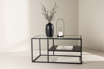 Campinas Rektangulärt Soffbord med Hylla i Glas och Metall - Genomskinlig - Möbler - Bord & matgrupper - Soffbord