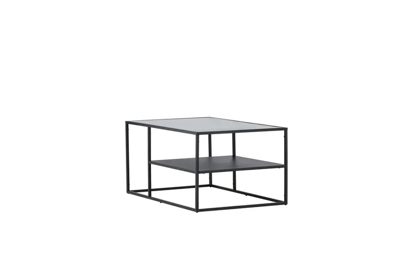 Campinas Rektangulärt Soffbord med Hylla i Glas och Metall - Genomskinlig - Möbler - Bord & matgrupper - Soffbord