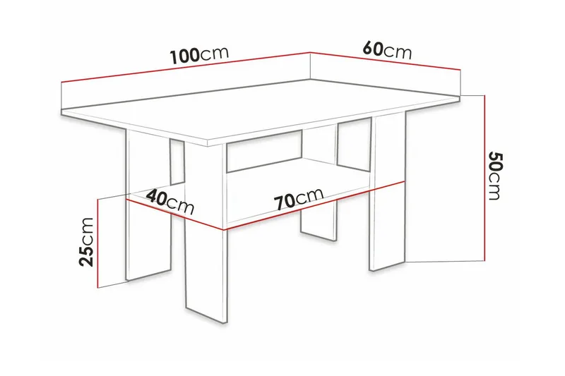 Carnew 100 cm Rektangulärt Soffbord med Hylla i Målat Trä - Vit - Möbler - Bord & matgrupper - Soffbord