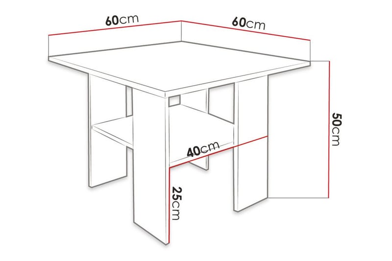 Carnew 60 cm Kvadratiskt Soffbord med Hylla i Mörkt Trä - Svart - Möbler - Bord & matgrupper - Soffbord