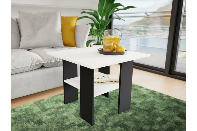 Carnew Kvadratiskt Soffbord 60 cm med Hyllor i Målat Trä - Vit - Möbler - Bord & matgrupper - Soffbord