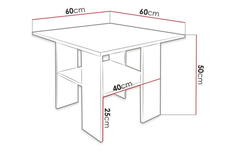 Carnew Kvadratiskt Soffbord 60 cm med Hyllor i Målat Trä - Vit - Möbler - Bord & matgrupper - Soffbord