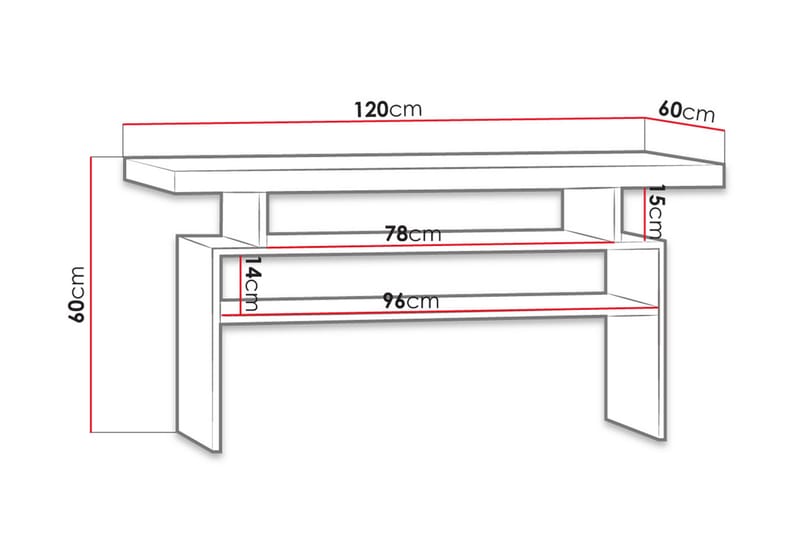Castillia Soffbord 120 cm med Förvaring Hyllor - Mörk Ask - Möbler - Bord & matgrupper - Soffbord