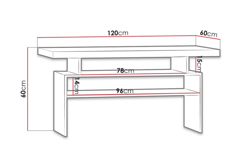 Castillia Soffbord 120 cm med Förvaring Hyllor - Vit - Möbler - Bord & matgrupper - Soffbord