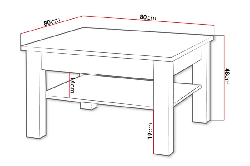 Cezara Soffbord 80 cm med Förvaring Hylla - Beige/Grå - Möbler - Bord & matgrupper - Soffbord