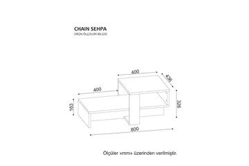 Chainell Soffbord 80 cm med Förvaring Hylla - Vit/Valnötsbrun - Möbler - Bord & matgrupper - Soffbord