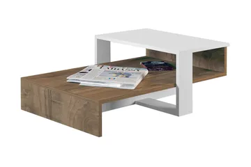 Chainell Soffbord 80 cm med Förvaring Hylla - Vit/Valnötsbrun - Möbler - Bord & matgrupper - Soffbord