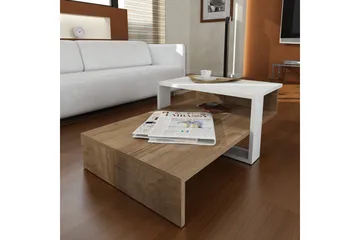 Chainell Soffbord 80 cm med Förvaring Hylla - Vit/Valnötsbrun - Möbler - Bord & matgrupper - Soffbord