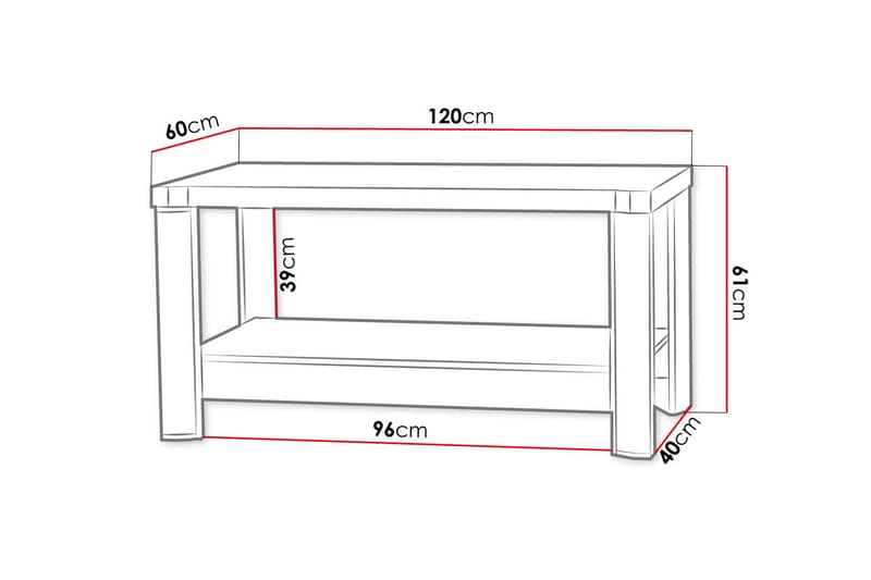 Chezum Soffbord 120 cm med Förvaring Hylla - Tryffel/Beige/Grå - Möbler - Bord & matgrupper - Soffbord