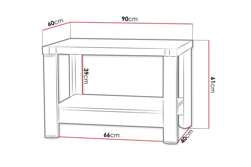 Chezum Soffbord 90 cm med Förvaring Hylla - Tryffel/Beige/Grå - Möbler - Bord & matgrupper - Soffbord