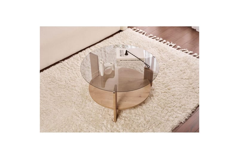 Soffbord Clara 75 cm med Glasskiva - Safir Ek / Rök - Möbler - Bord & matgrupper - Soffbord