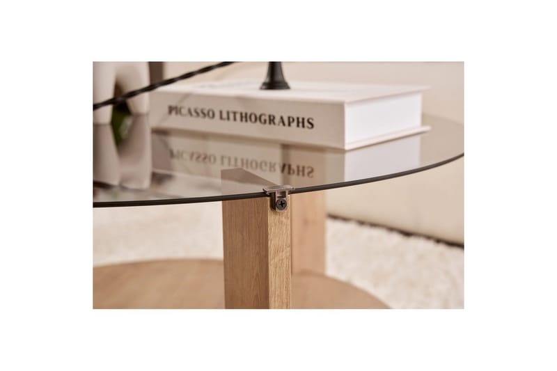 Soffbord Clara 75 cm med Glasskiva - Safir Ek / Rök - Möbler - Bord & matgrupper - Soffbord