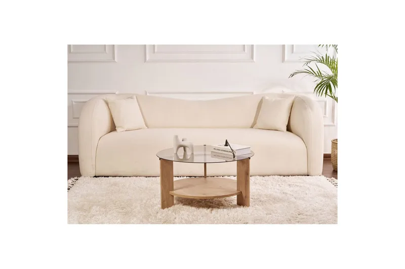 Soffbord Clara 75 cm med Glasskiva - Safir Ek / Rök - Möbler - Bord & matgrupper - Soffbord