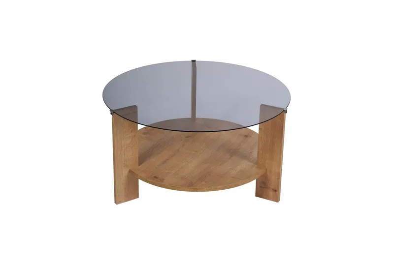 Soffbord Clara 75 cm med Glasskiva - Safir Ek / Rök - Möbler - Bord & matgrupper - Soffbord