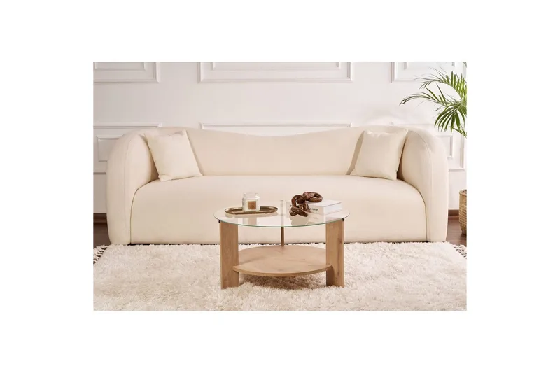 Soffbord Clara 75 cm med Glasskiva - Safir Ek / Transparent - Möbler - Bord & matgrupper - Soffbord