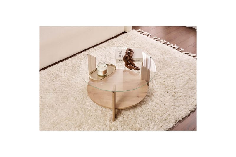 Soffbord Clara 75 cm med Glasskiva - Safir Ek / Transparent - Möbler - Bord & matgrupper - Soffbord