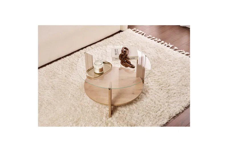 Soffbord Clara 75 cm med Glasskiva - Safir Ek / Transparent - Möbler - Bord & matgrupper - Soffbord