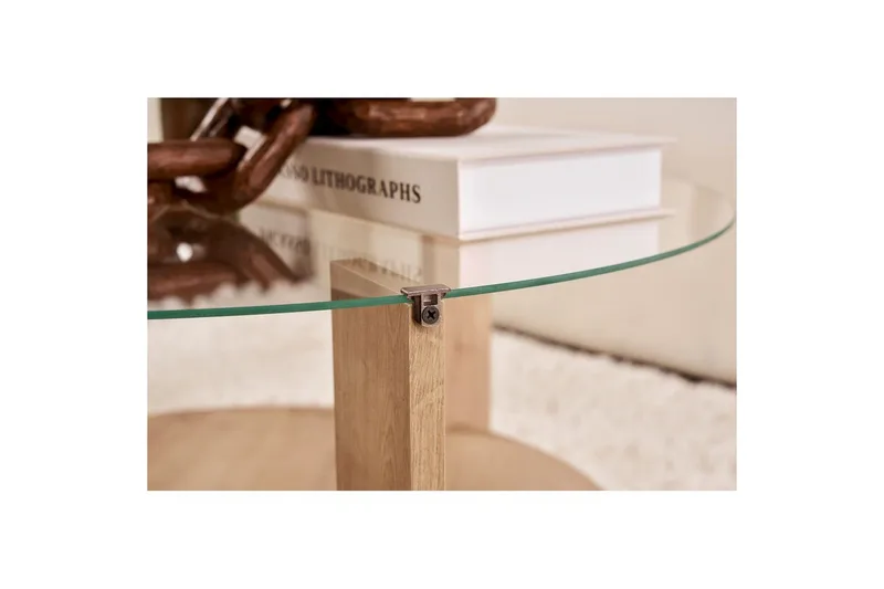 Soffbord Clara 75 cm med Glasskiva - Safir Ek / Transparent - Möbler - Bord & matgrupper - Soffbord