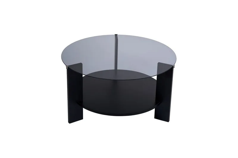 Soffbord Clara 75 cm med Glasskiva, Trä Svart / Rökt