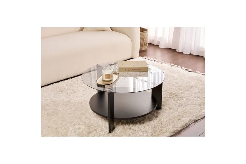 Soffbord Clara 75 cm med Glasskiva - Trä Svart / Rökt - Möbler - Bord & matgrupper - Soffbord