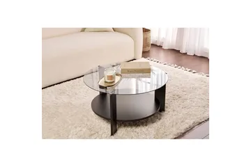 Soffbord Clara 75 cm med Glasskiva - Trä Svart / Rökt - Möbler - Bord & matgrupper - Soffbord
