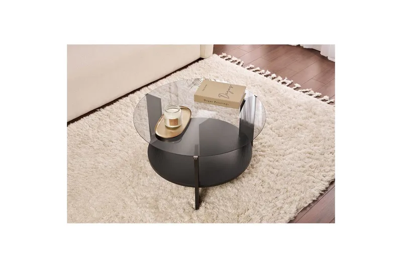 Soffbord Clara 75 cm med Glasskiva - Trä Svart / Rökt - Möbler - Bord & matgrupper - Soffbord