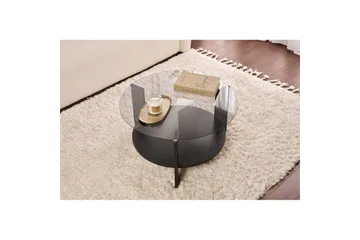 Soffbord Clara 75 cm med Glasskiva - Trä Svart / Rökt - Möbler - Bord & matgrupper - Soffbord