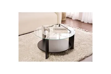 Soffbord Clara 75 cm med Glasskiva - Trä Svart / Transparent - Möbler - Bord & matgrupper - Soffbord
