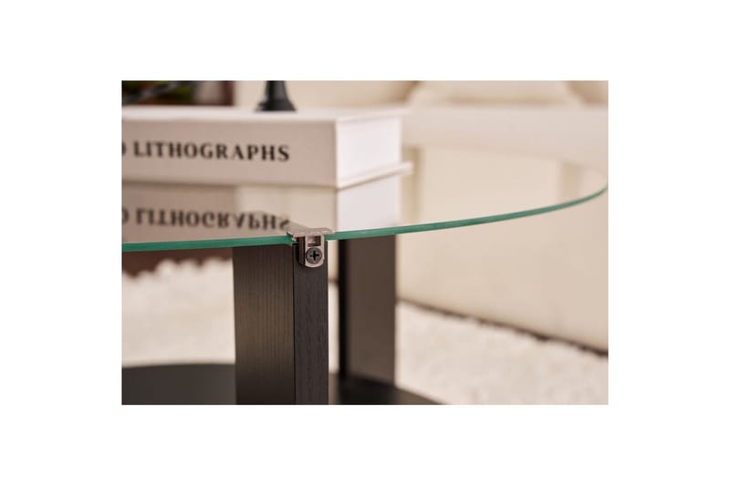 Soffbord Clara 75 cm med Glasskiva - Trä Svart / Transparent - Möbler - Bord & matgrupper - Soffbord