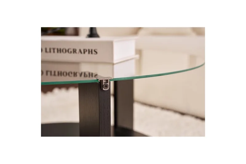 Soffbord Clara 75 cm med Glasskiva - Trä Svart / Transparent - Möbler - Bord & matgrupper - Soffbord