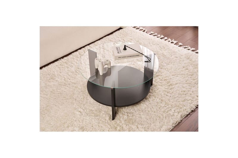 Soffbord Clara 75 cm med Glasskiva - Trä Svart / Transparent - Möbler - Bord & matgrupper - Soffbord
