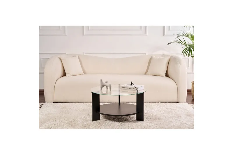 Soffbord Clara 75 cm med Glasskiva - Trä Svart / Transparent - Möbler - Bord & matgrupper - Soffbord