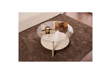 Soffbord Clara 75 cm med Glasskiva - Travertin / Transparent - Möbler - Bord & matgrupper - Soffbord