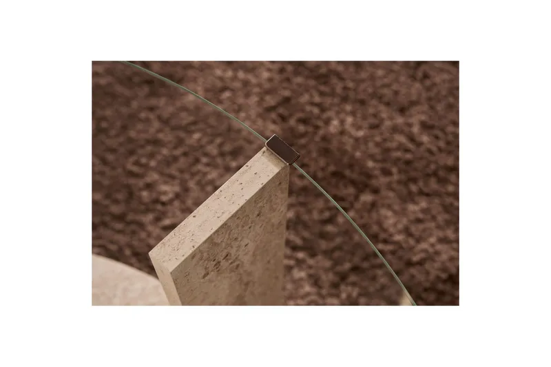 Soffbord Clara 75 cm med Glasskiva - Travertin / Transparent - Möbler - Bord & matgrupper - Soffbord
