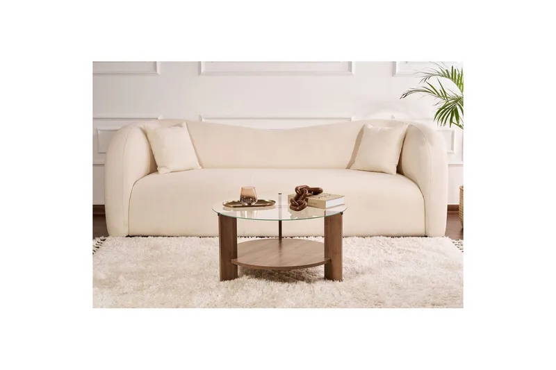 Soffbord Clara 75 cm med Glasskiva - Valnöt / Transparent - Möbler - Bord & matgrupper - Soffbord