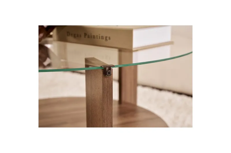 Soffbord Clara 75 cm med Glasskiva - Valnöt / Transparent - Möbler - Bord & matgrupper - Soffbord