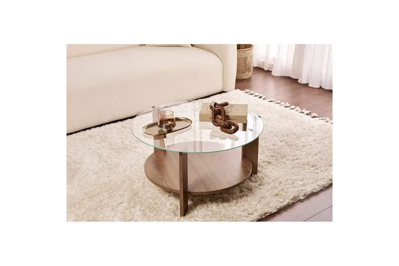 Soffbord Clara 75 cm med Glasskiva - Valnöt / Transparent - Möbler - Bord & matgrupper - Soffbord