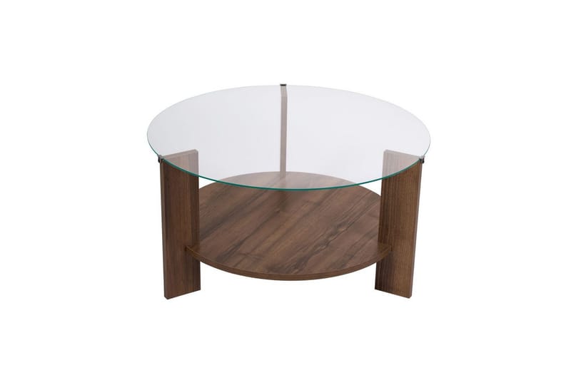 Soffbord Clara 75 cm med Glasskiva - Valnöt / Transparent - Möbler - Bord & matgrupper - Soffbord