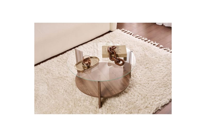 Soffbord Clara 75 cm med Glasskiva - Valnöt / Transparent - Möbler - Bord & matgrupper - Soffbord