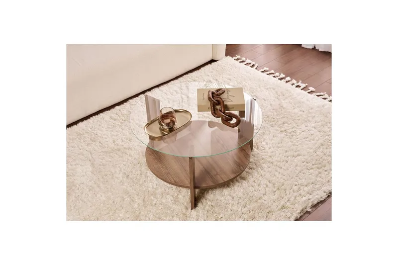 Soffbord Clara 75 cm med Glasskiva - Valnöt / Transparent - Möbler - Bord & matgrupper - Soffbord