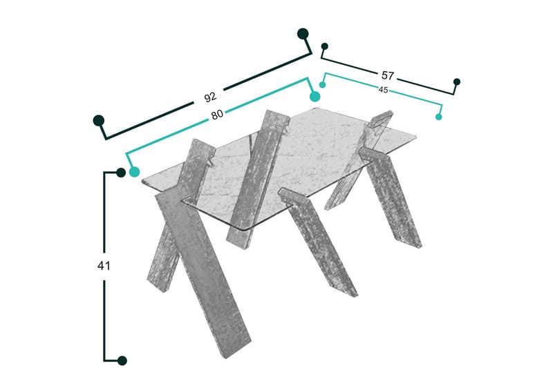 Comfortale Maxi Soffbord 92 cm - Glas/Vit - Möbler - Bord & matgrupper - Soffbord