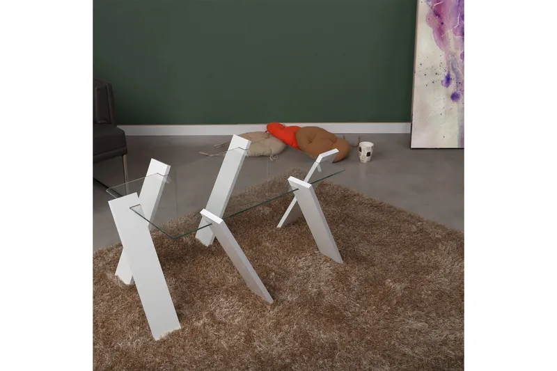 Comfortale Maxi Soffbord 92 cm - Glas/Vit - Möbler - Bord & matgrupper - Soffbord