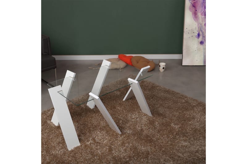 Comfortale Maxi Soffbord 92 cm - Glas/Vit - Möbler - Bord & matgrupper - Soffbord