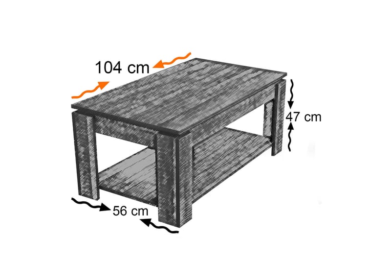 Comfortale Soffbord 104 cm med Förvaring Hylla - Ljus Ekfärg - Soffbord