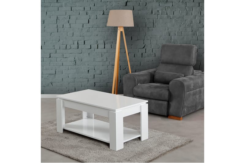 Comfortale Soffbord 104 cm med Förvaring Hylla - Vit - Möbler - Bord & matgrupper - Soffbord