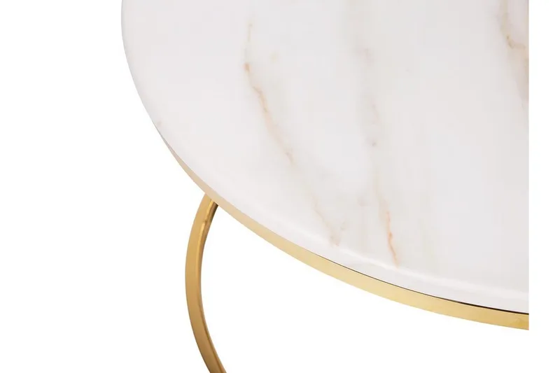 Coralla Soffbord 70 cm Runt Marmormönster - Vit/Guld - Möbler - Bord & matgrupper - Soffbord